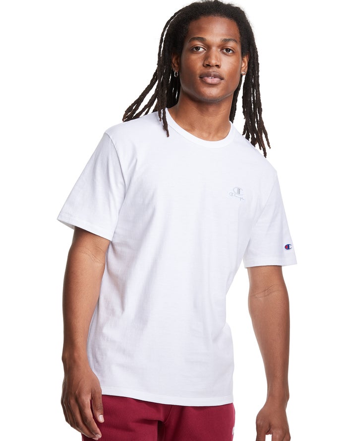 Champion Herre T-Shirts Hvide - Lightweight C Logo Applique - Danmark RSA-853706